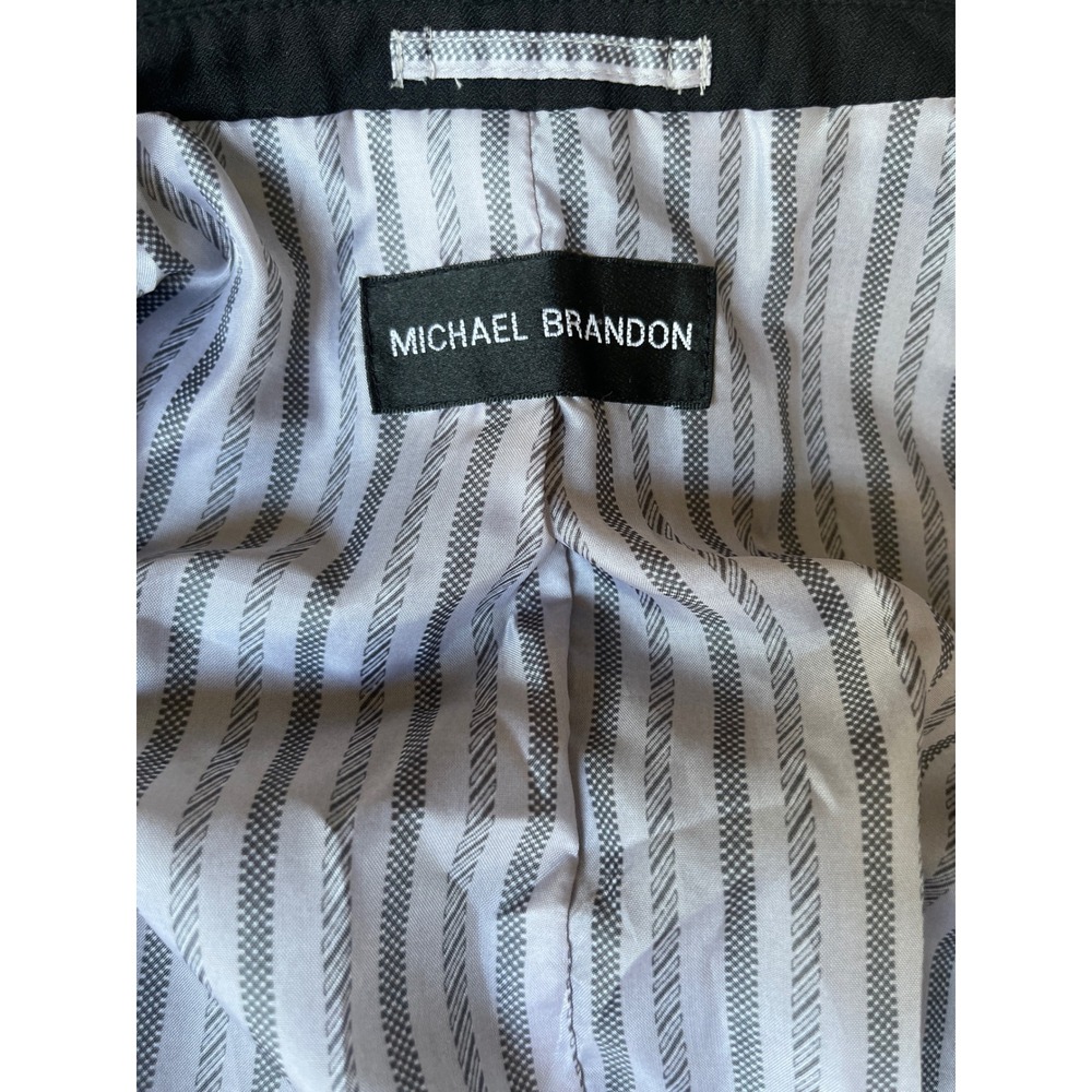 Michael Brandon Mens Black Two Button Blazer Sport Coat Peak Lapel Size M 40 - Picture 3 of 5